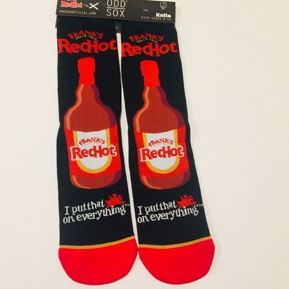 Frank’s Red Hot Sauce x Odd Sox Graphic Socks New - Picture 1 of 5